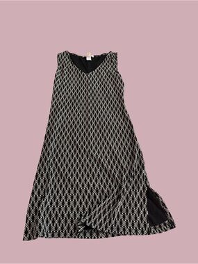 Vintage 90’s La Belle Black Dress with White Geometric Print